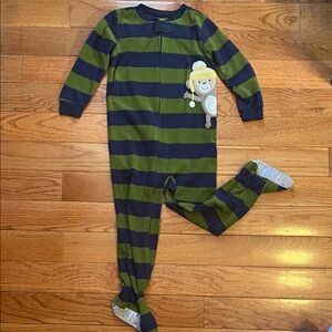 Carter's Green and Navy Striped Footie